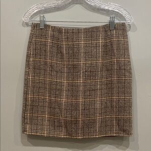 Classic Brown Plaid Pencil Skort medium like new